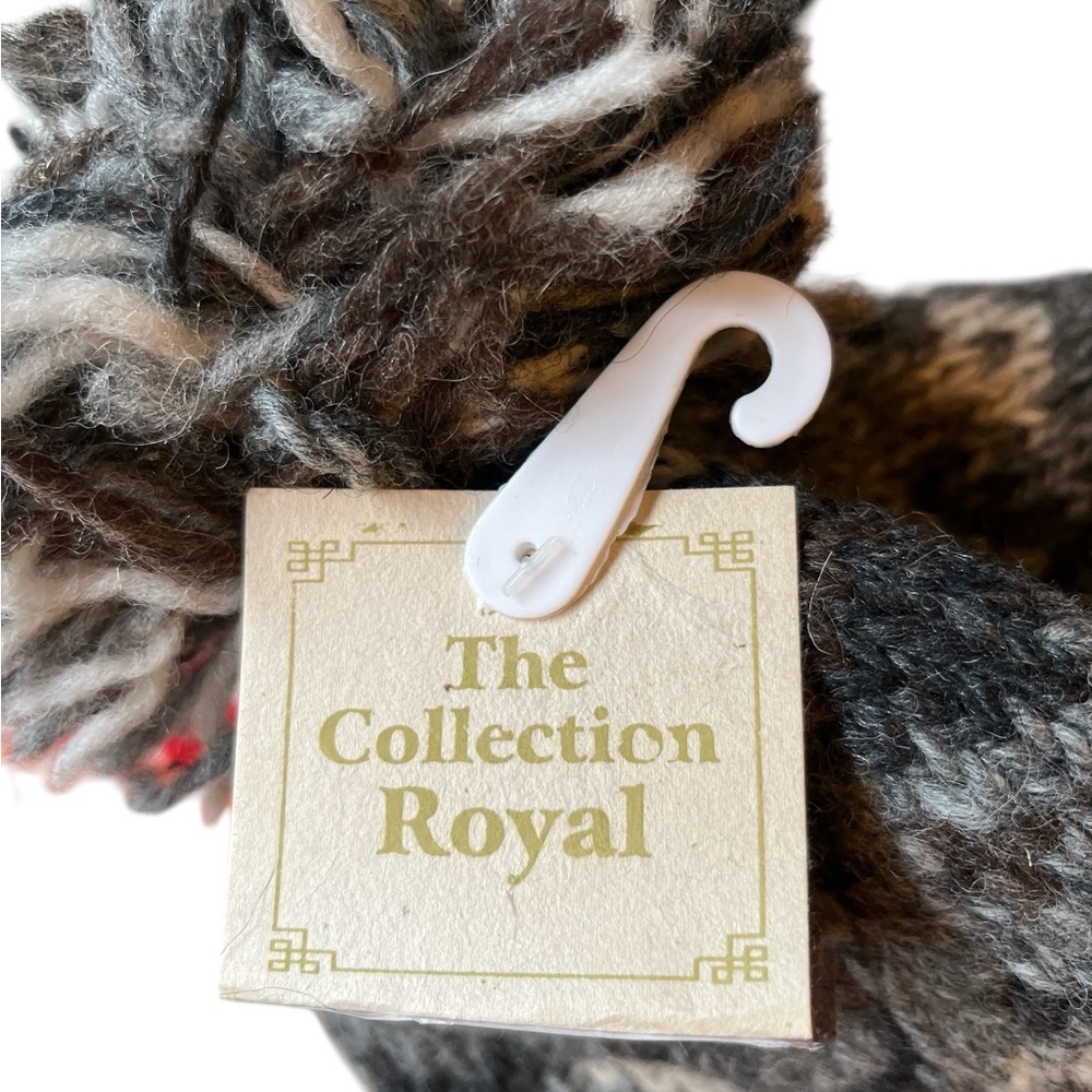 Collection Royal Cozy Knit Pom-Pom Fleece Lined Beanie - Black and Gray NWT - Picture 4 of 7